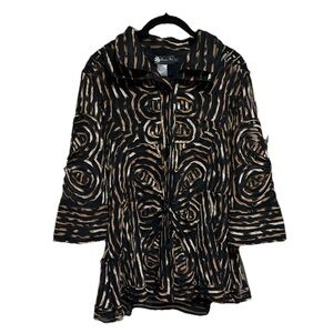 Damee Inc Jacket Duster Size Small Black Brown Swing Wearable Art Lagenlook